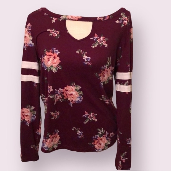 Joe Boxer maroon floral t shirt, large - Picture 1 of 6